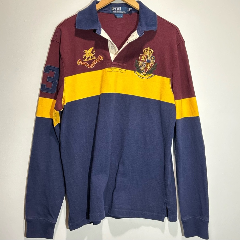 Large Vintage 80’s Polo Ralph Lauren - striped color block rugby shirt